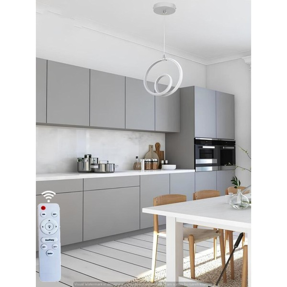 Ey Shop Modern Damla Göz Model Kumandalı 3 Renk (Beyaz & Sarı & Günışığı) Lüks LED Avize - Beyaz Avize Fiyatı