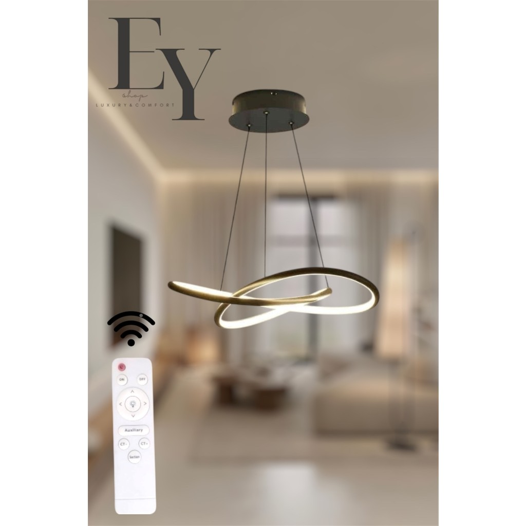 Ey Shop Modern Siyah Karçiçeği Model Kumandalı 3 Renk (Beyaz / Sarı / Günışığı) LED Avize Avize Fiyatı