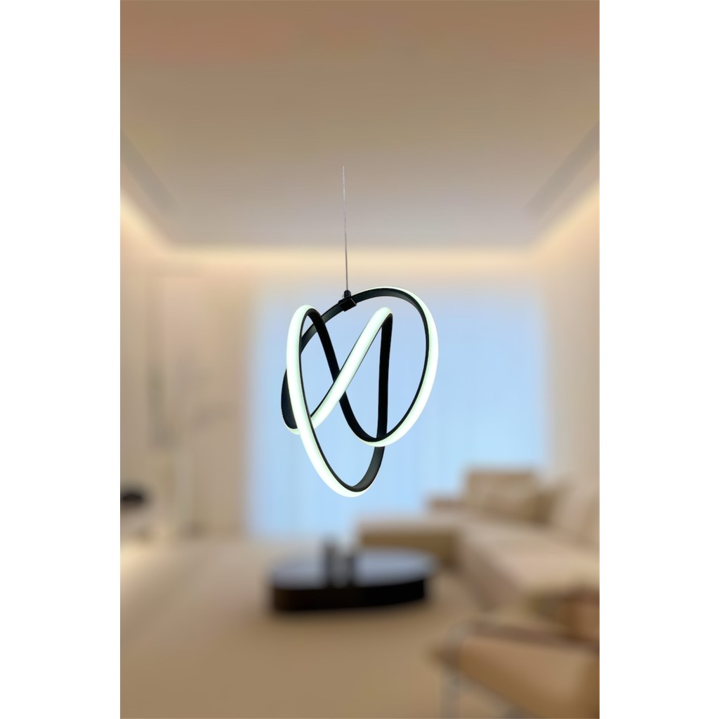 Ey Shop Modern Siyah Venüs Model Tek Renk Lüks LED Avize - Beyaz Led Işık Avize Fiyatı