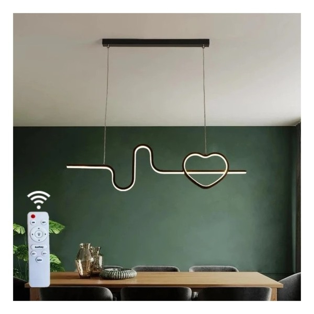 Ey Shop Modern Sonsuz Kalp Masası Model Lüks LED Avize - Kumandalı 3 Renk Led Işık - Siyah Avize Fiyatı