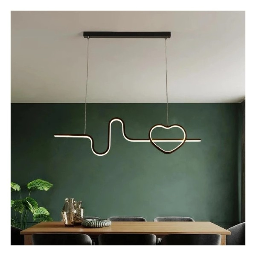 Ey Shop Modern Sonsuz Kalp Masası Model Lüks LED Avize - Sarı Led Işık - Siyah Avize Fiyatı