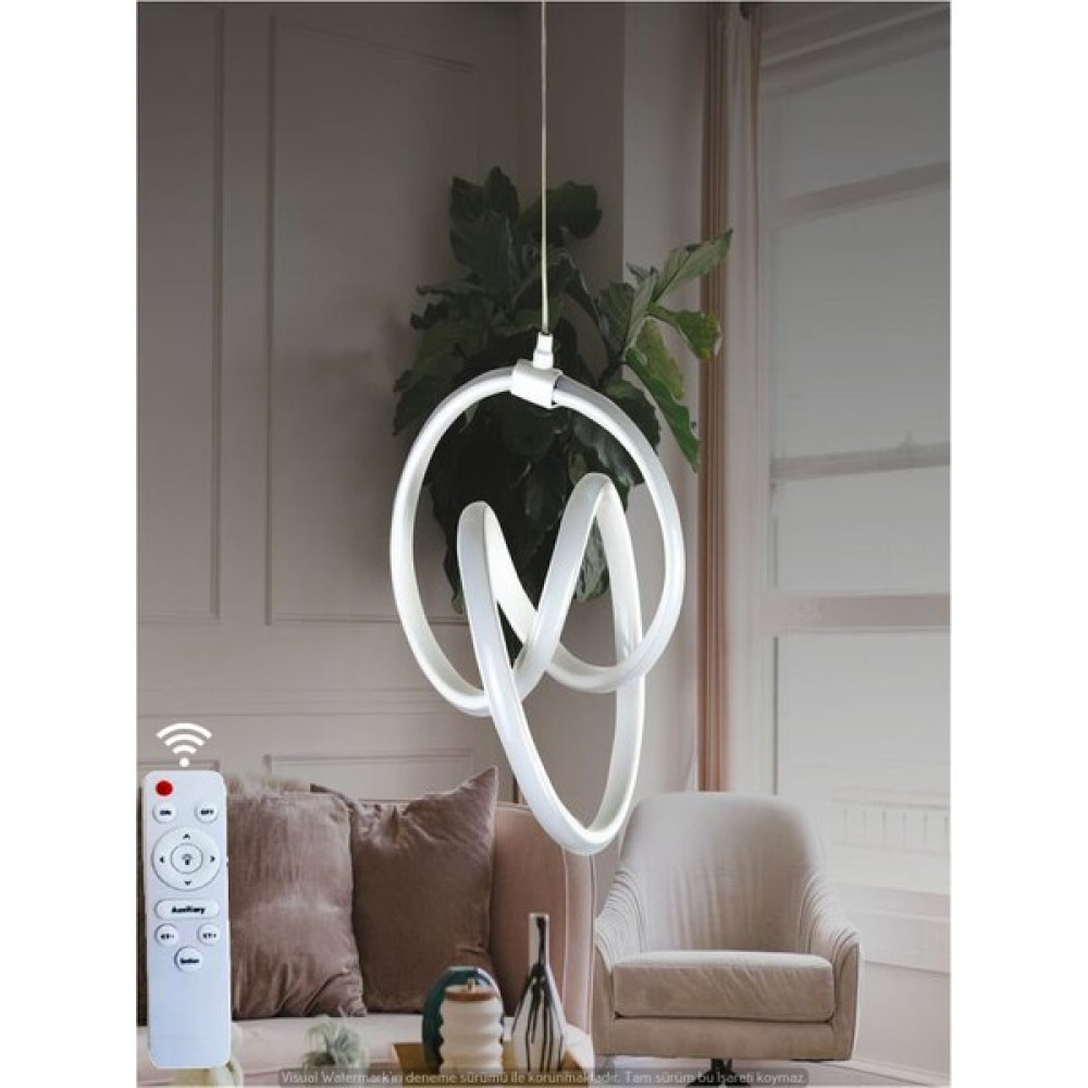 Ey Shop Modern Venüs Model Kumandalı 3 Renk (Beyaz & Sarı & Günışığı) Lüks LED Avize - Beyaz Avize Fiyatı