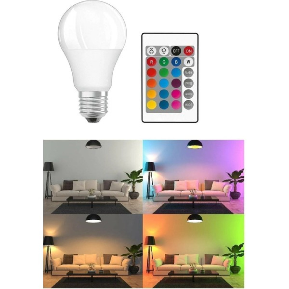 Eyberra LED Ampul Renk Değiştiren Kumandalı Rgb 9W Beyaz Lamba ve Renkli Ampul Tasaruflu Led Aydınlatmalar Fiyatı