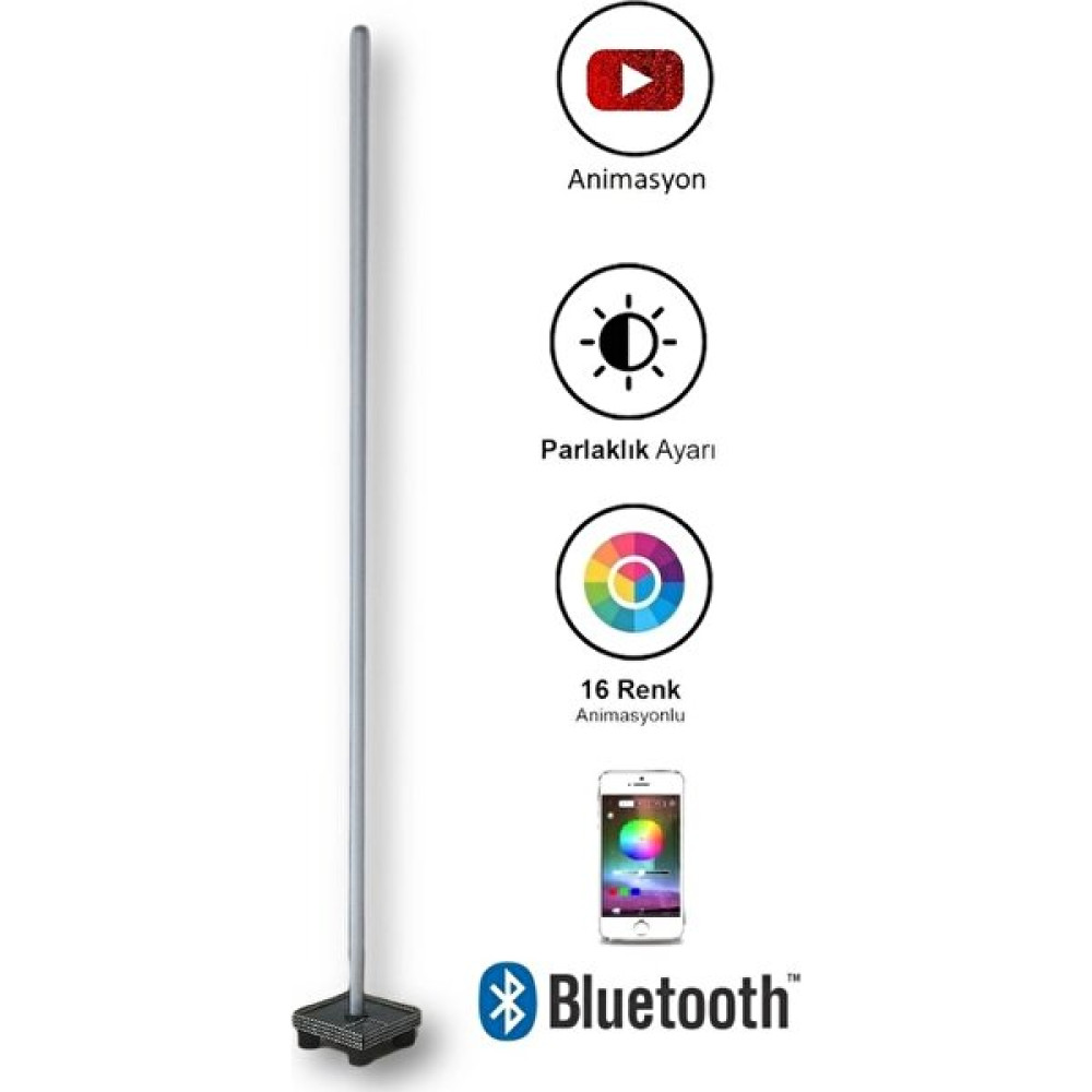 Eye Led Rgb LED Lambader 100CM. Bluetooth Kontrollü - Gri Lambader Fiyatı