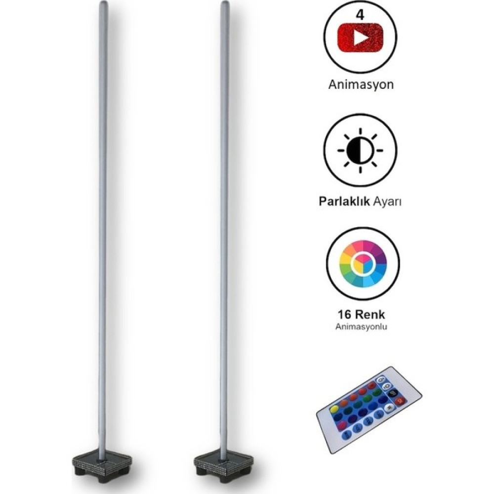 Eye Led Rgb LED Lambader 150 cm Kumandalı Çiftli Set - Gri Lambader Fiyatı