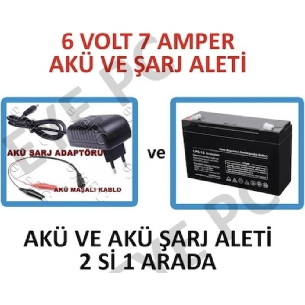 Eyepc 6 Volt 7 Amper Akülü Çocuk Oyuncak Araç Araba Traktör Jeep Uyumlu Akü ve Şarj Adaptörü Akü Fiyatı