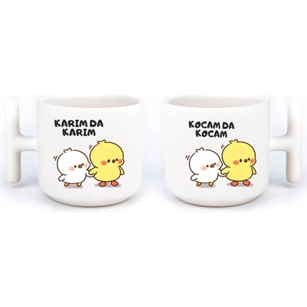 EyER Shoping 2'li Karımda Karım - Kocamda Kocam Baskılı El Yapımı Beyaz T Kulp Kupa Bardak Fincan / Bardak / Kahve Takımı Fiyatı