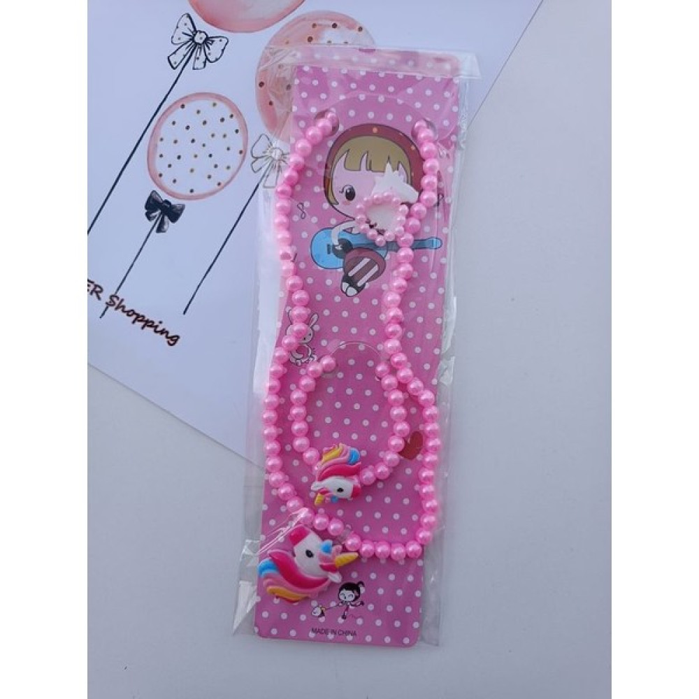 EyER Shoping Unicorn Figürlü Çocuk Kolye Bileklik Set - Pembe Bijuteri Kolye Fiyatı