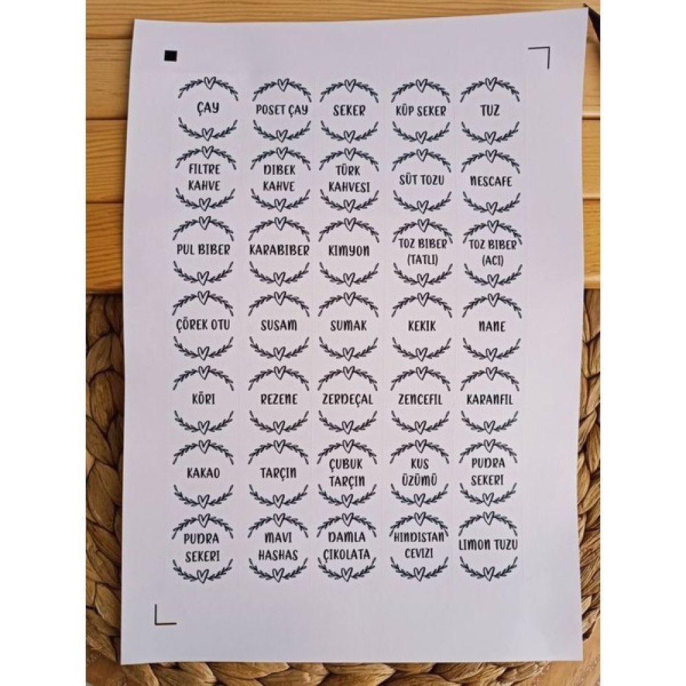 EyER Shoping Yarı Şeffaf Kavanoz Etiketi 35 Adet Baharat Sticker - 10 cm Sticker Fiyatı