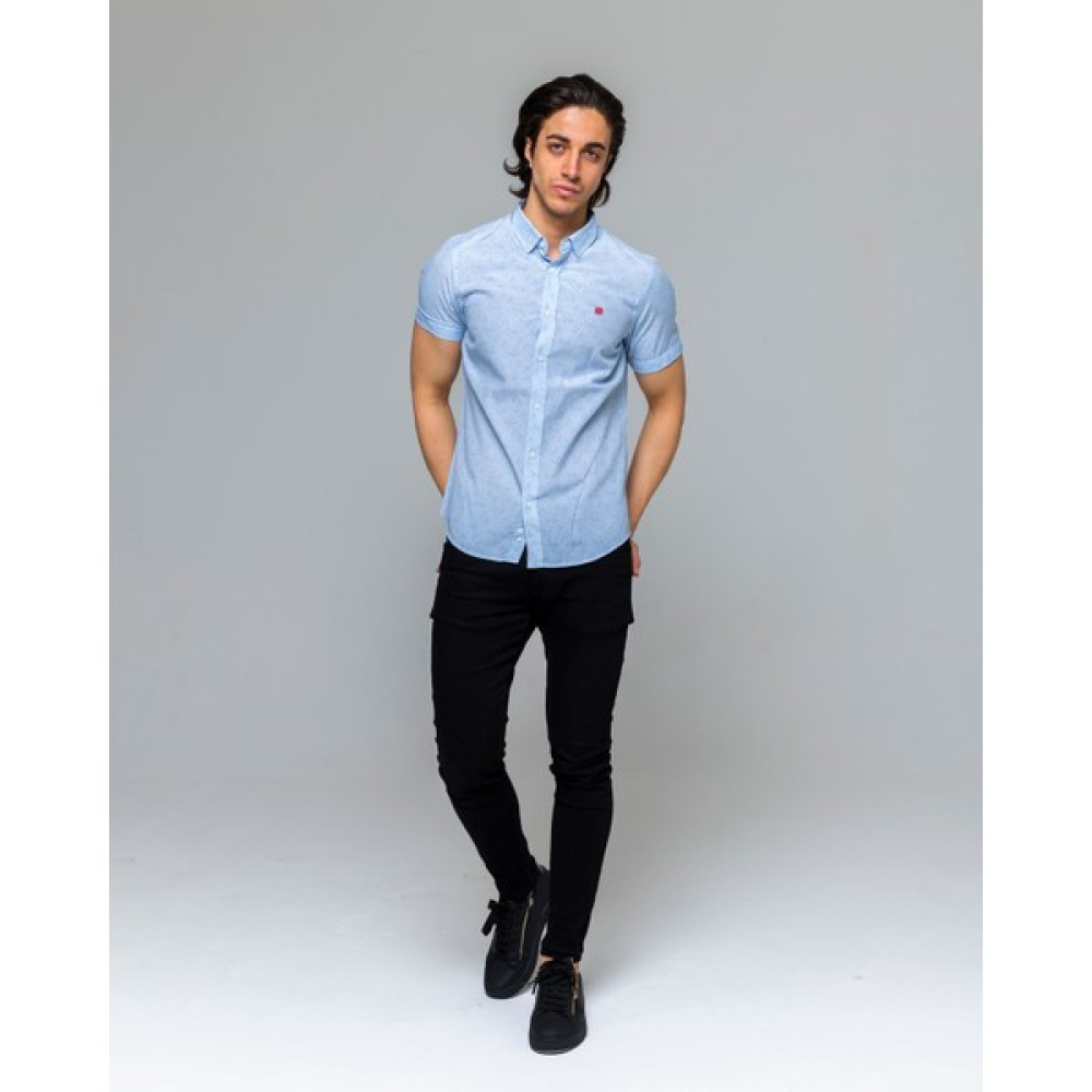 Eyes Men's Fashion Erkek Klasik Yaka Kısa Kol Armürlü Slim Fit Gömlek Erkek Gömlek Fiyatı