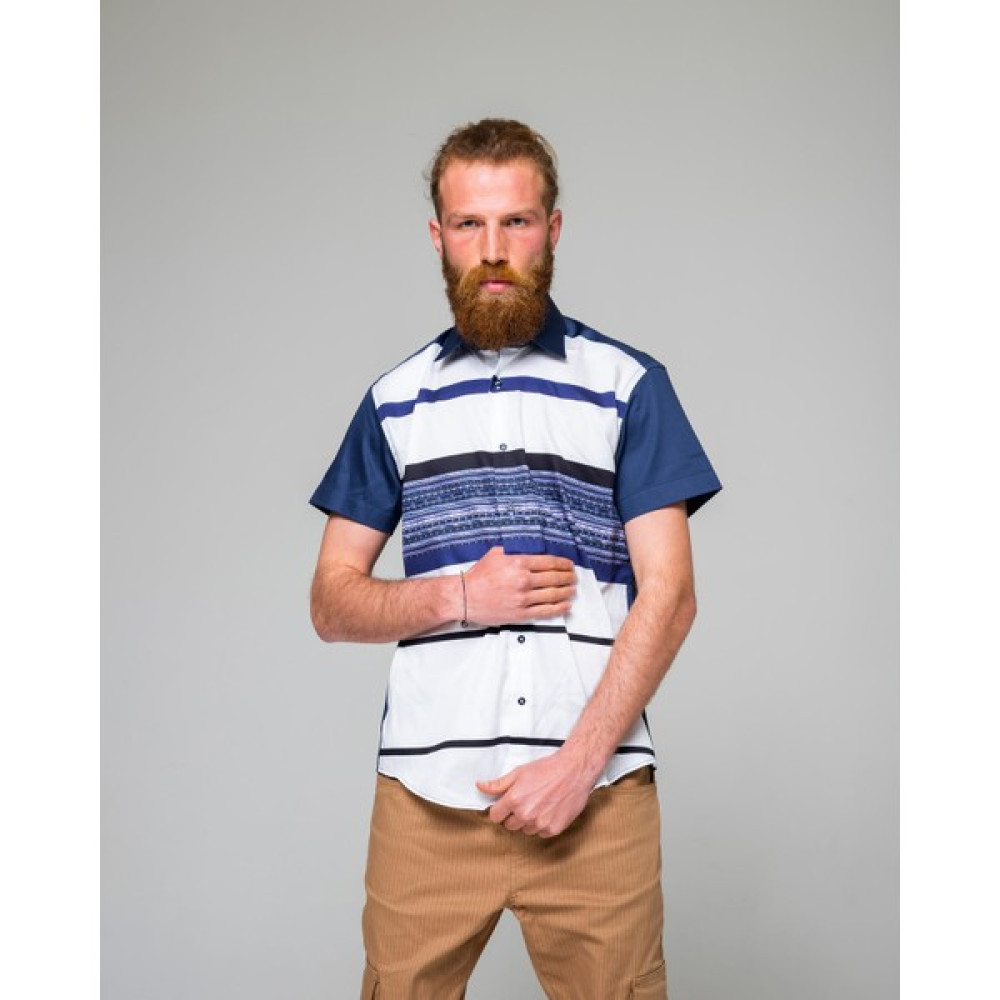 Eyes Men's Fashion Erkek Klasik Yaka Kısa Kol Baskılı Slim Fit Gömlek Erkek Gömlek Fiyatı