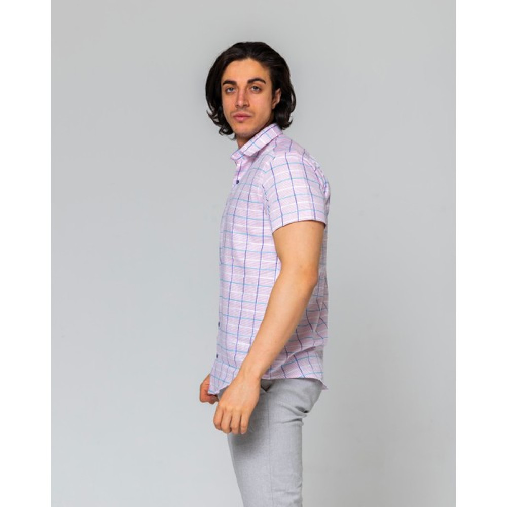 Eyes Men's Fashion Erkek Klasik Yaka Kısa Kol Ekose Slim Fit Gömlek Erkek Gömlek Fiyatı