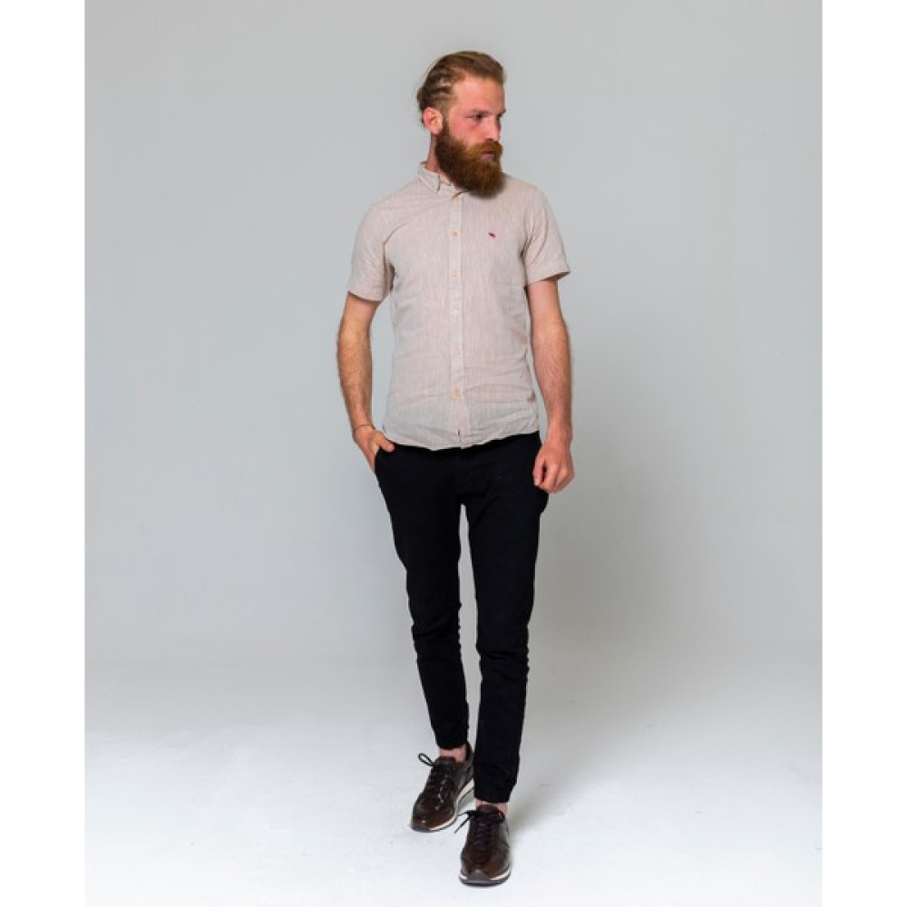 Eyes Men's Fashion Erkek Klasik Yaka Kısa Kol Keten Slim Fit Gömlek Erkek Gömlek Fiyatı