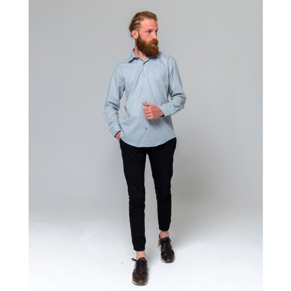 Eyes Men's Fashion Erkek Klasik Yaka Uzun Kol Baskılı Slim Fit Gömlek Erkek Gömlek Fiyatı