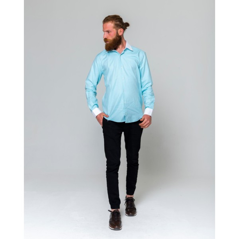 Eyes Men's Fashion Erkek Klasik Yaka Uzun Kol Oxford Yaka Manşet Beyaz Slim Fit Gömlek Erkek Gömlek Fiyatı