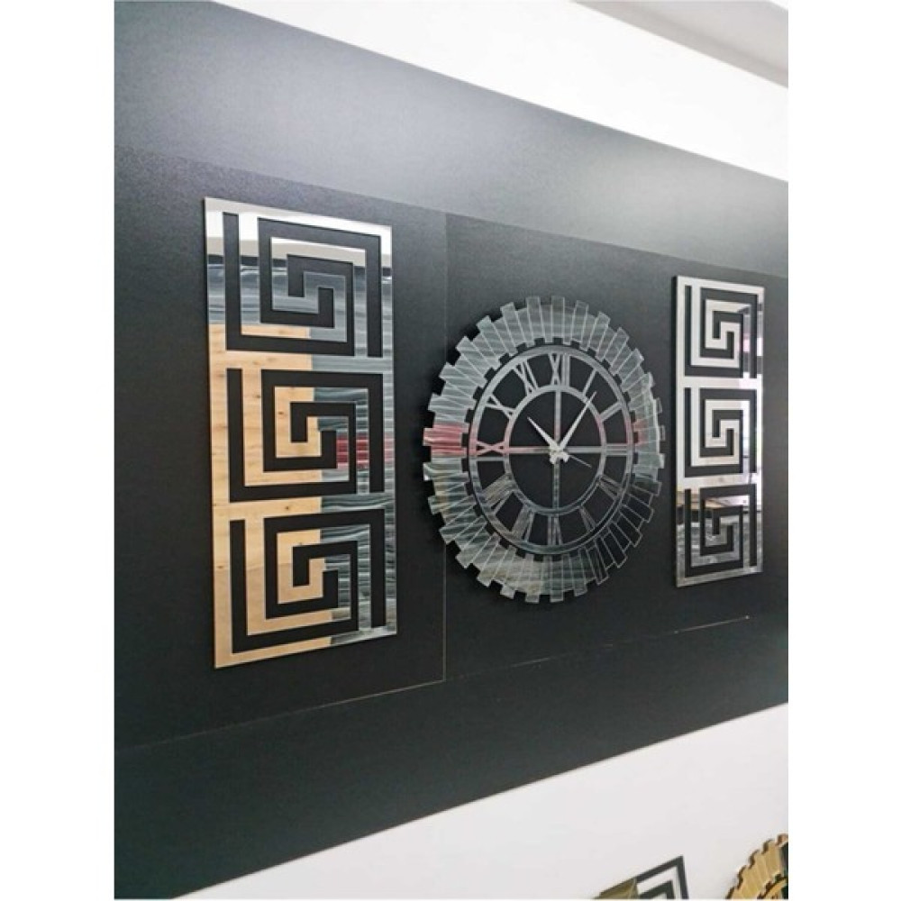 Eyka Store Dekoratif 3'lü Set Pleksi Gümüşlük Aynalı Şık Duvar Saati - Gümüş Dekoratif Saat Fiyatı