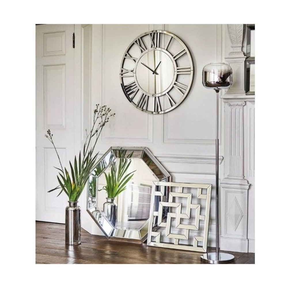 Eyka Store Duvar Saati Dekoratif Full Gümüş Pleksi Aynalı Duvar Saati - 40 cm - 40 x 40 cm Dekoratif Saatler Fiyatı