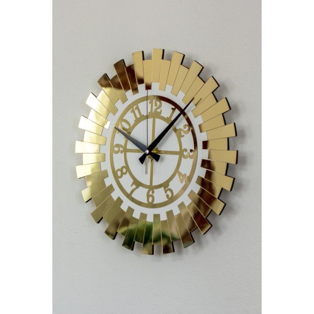 Eyka Store Modern Gold Güneş Duvar Saati Dekoratif Türk Rakamlı Mdf Üzeri Aynalı Pleksi 50X50 - 50 x 50 cm Dekoratif Saat Fiyatı