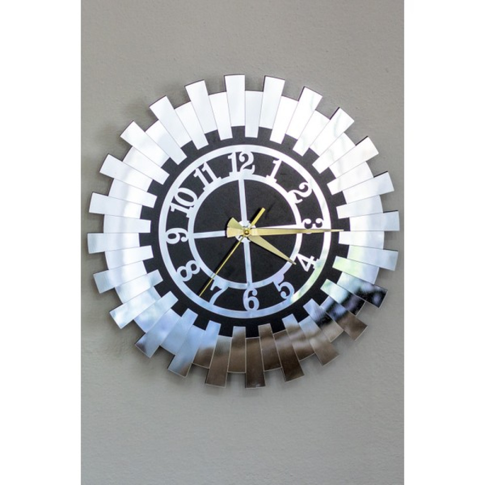 Eyka Store Modern Gümüş Güneş Duvar Saati Dekoratif Türk Rakamlı Mdf Üzeri Aynalı Pleksi - 40 x 40 cm Dekoratif Saat Fiyatı
