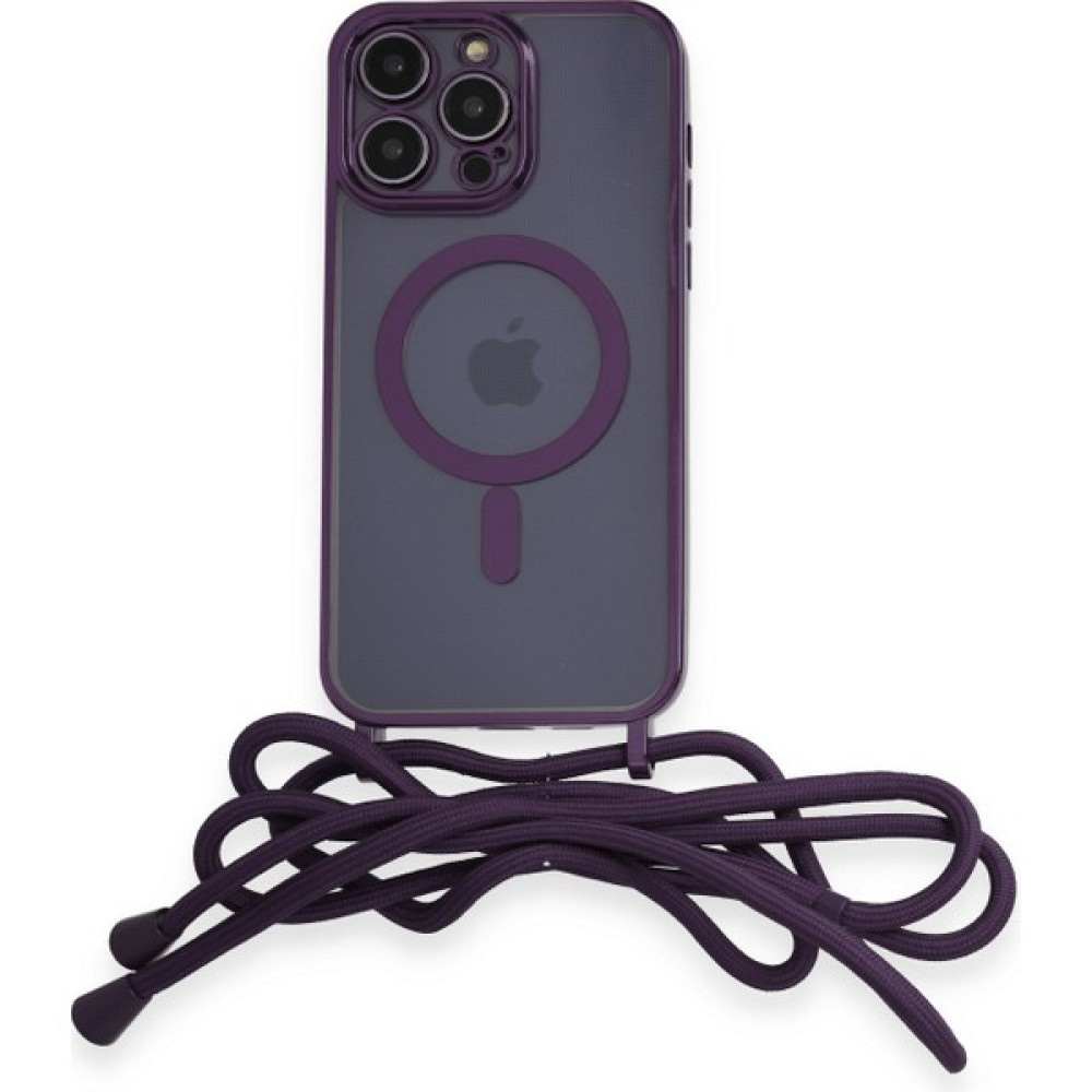 Eyl Techno iPhone 14 Pro Kılıf Boyun ve Omuz Ip Askılı Kablosuz Şarj Uyumlu 1.kalite - Derin Mor Cep Telefonu Kılıfı Fiyatı