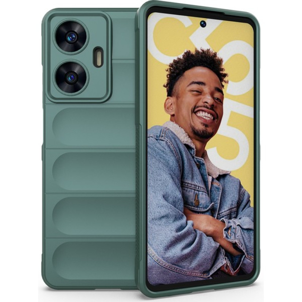 Eyl Techno Realme C55 Uyumlu Kamera Korumalı Dalgalı Silikon Kılıf-Koyu Yeşil - Koyu Yeşil Cep Telefonu Kılıfı Fiyatı
