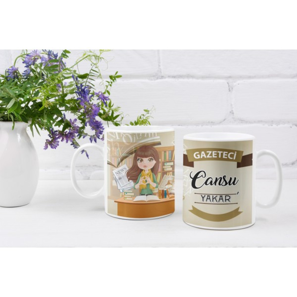 Eylül Design Kişiye Özel İsim Yazılı Gazeteci Özel Baskı Meslek Kupa Bardak - Beyaz - 330 ml Fincan / Bardak / Kahve Takımı Fiyatı