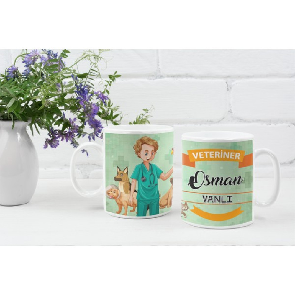 Eylül Design Kişiye Özel İsim Yazılı Veteriner Özel Baskı Meslek Kupa Bardak - Beyaz - 330 ml Fincan / Bardak / Kahve Takımı Fiyatı