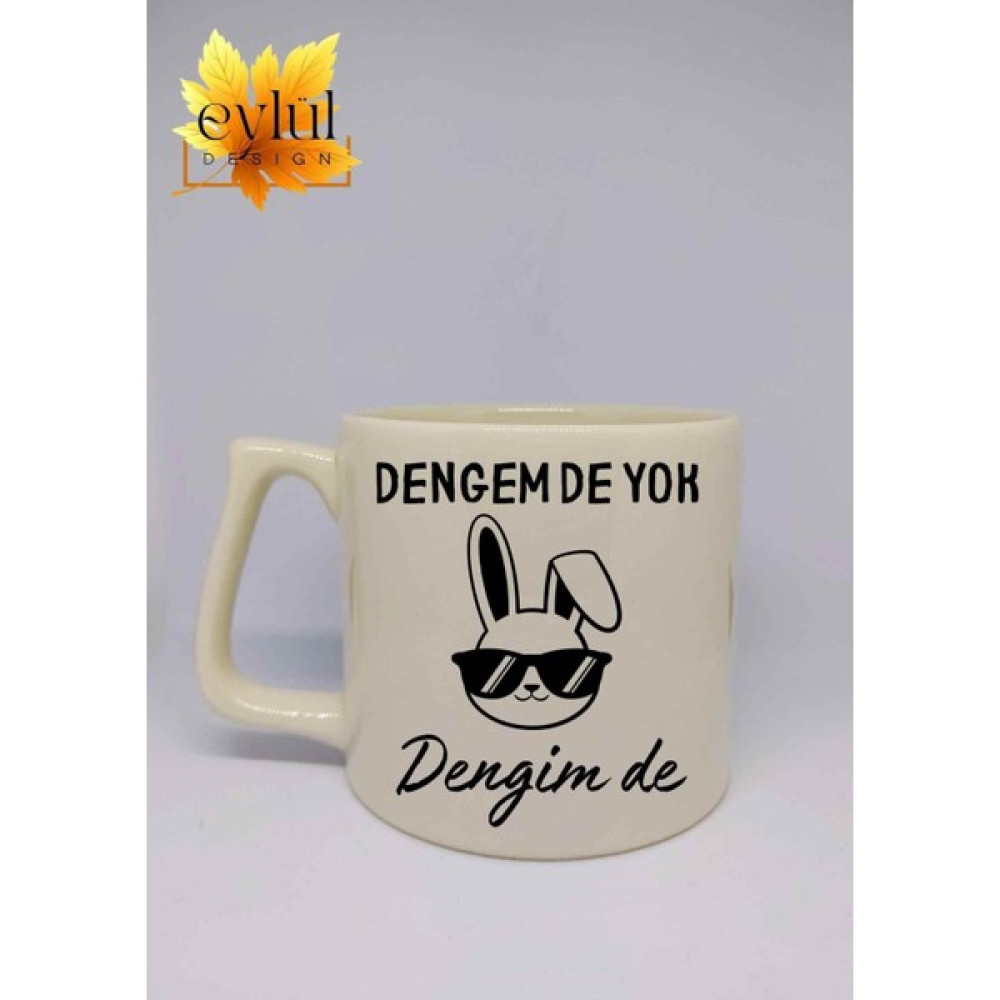 Eylül Design Krem Rengi Dengem De Yok Dengim De Yazılı Özel Tasarım Seramik Kupa Bardak Fincan / Bardak / Kahve Takımı Fiyatı