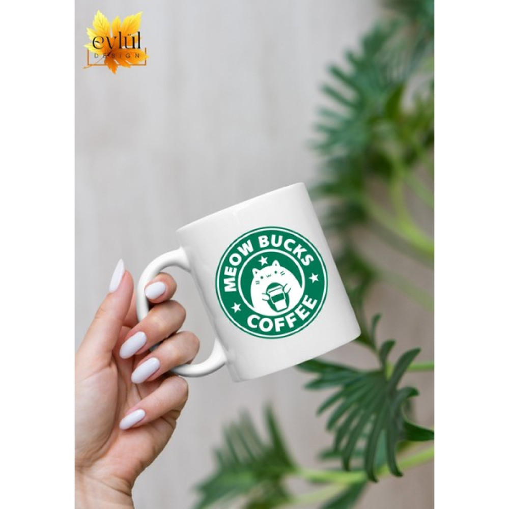 Eylül Design Meowbucks Coffee Baskılı Kedili Starbucks Temalı Özel Tasarım Baskılı Kupa Bardak Hediye Bardak Fincan / Bardak / Kahve Takımı Fiyatı