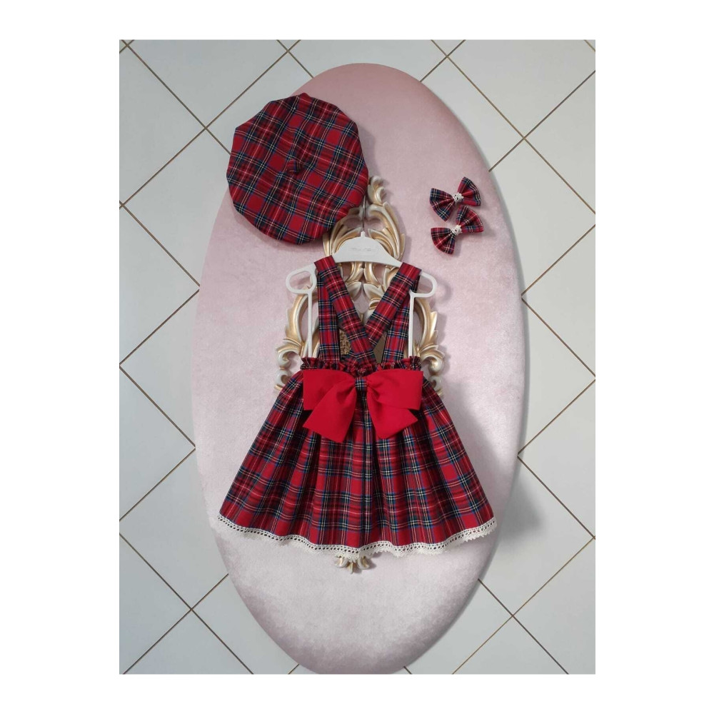 Eylülce Butik Kız Bebek & Çocuk Ekoseli Salopet Elbise & Şapka & Toka Takım 3 YAŞ Beden Elbise Fiyatı