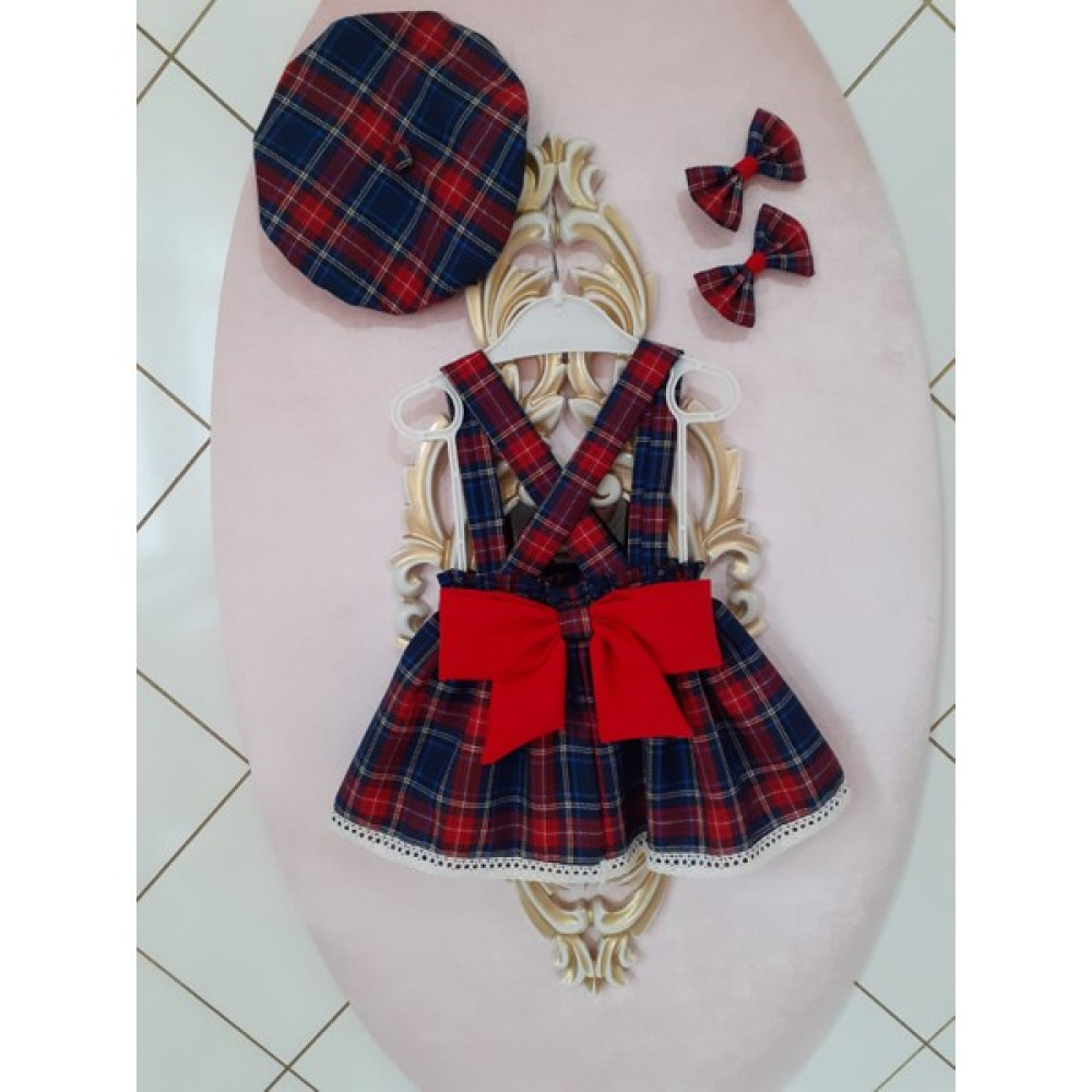 Eylülce Butik Kız Bebek Lacivert Ekoseli Salopet Takım Kız Çocuk Giyim Takımı Fiyatı