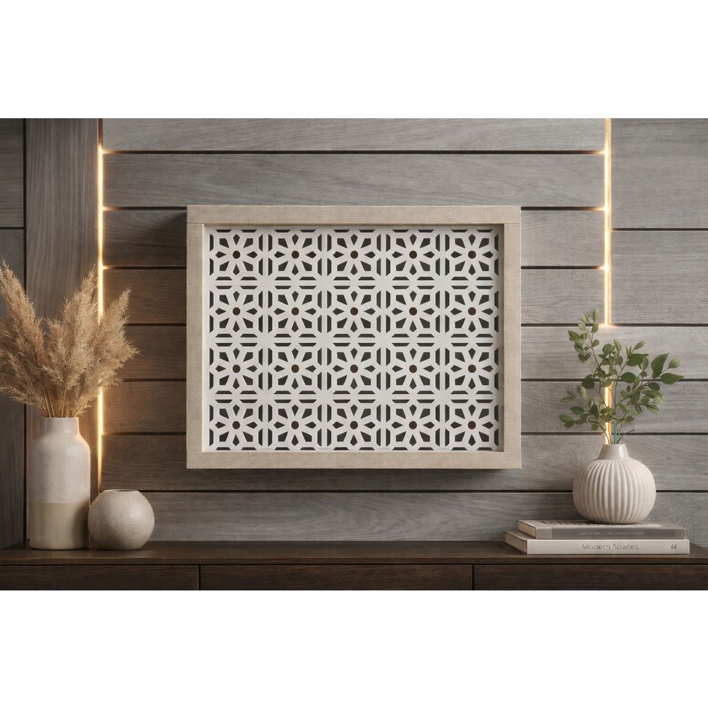 EyluX Shop Modern Dekoratif Duvara Asılabilir Sigorta ve Modem-Wifi Saklama Kutusu 30X40 cm Derinlik 10CM - Bej - Gri Router Fiyatı