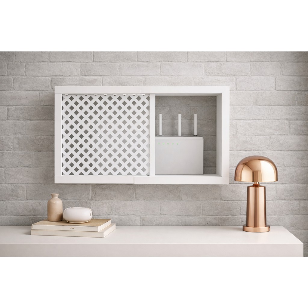 EyluX Shop Modern Dekoratif Duvara Asılabilir Sigorta ve Modem-Wifi Saklama Kutusu 30X40 cm Derinlik 10CM - Beyaz Router Fiyatı