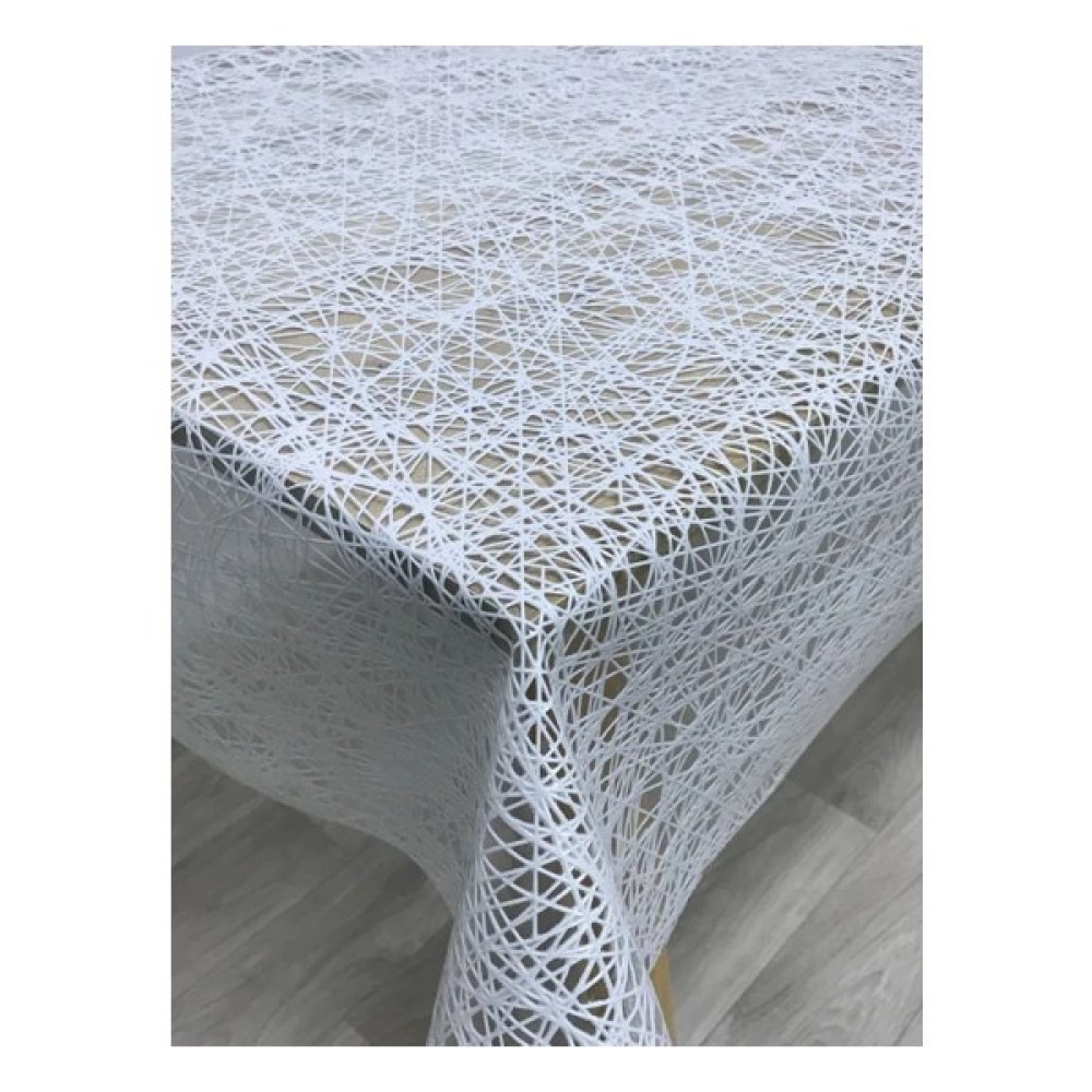 Eym Home Iplik Desen Hasır Pvc Şeffaf Kaplamalı Lüks Muşamba Masa Örtüsü Kolay Silinebilir - Krem - 140 x 200 cm Masa Örtüsü Fiyatı