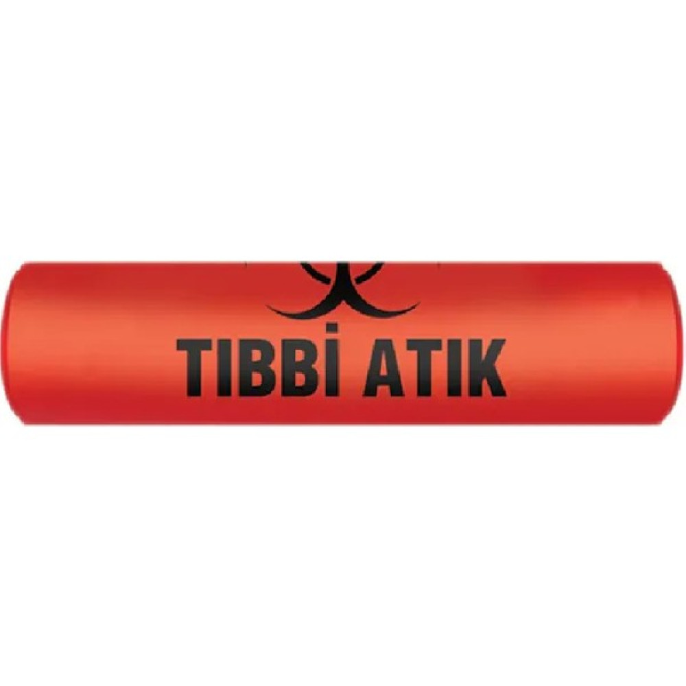 Eymar Market Tıbbi Atık Torbası Büyük Boy 65X80 cm 300 gr 10 Lu Rulo x 1 Paket = 10 Adet (Kırmızı-Siyah Baskılı) Çöp Poşetleri Fiyatı
