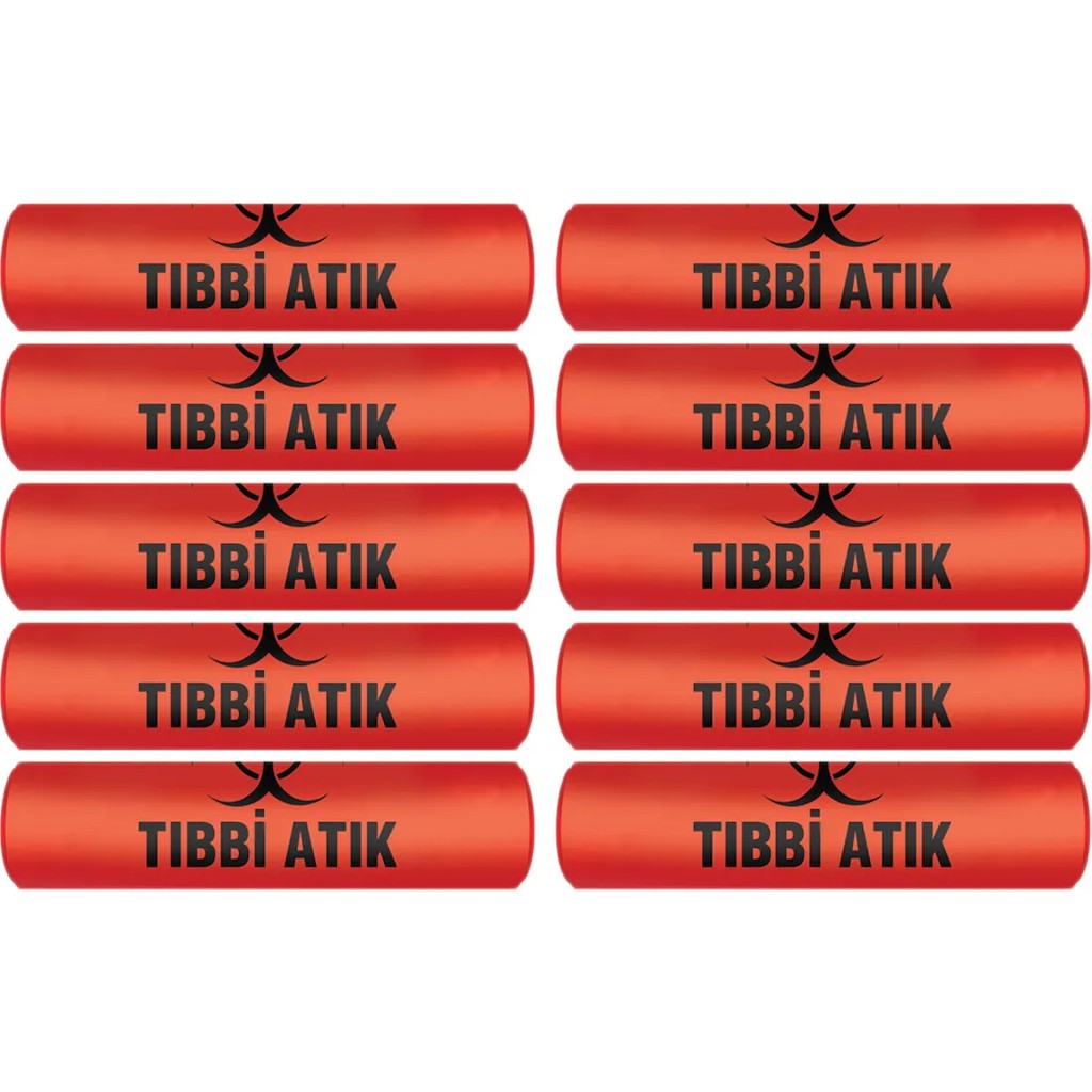 Eymar Market Tıbbi Atık Torbası Büyük Boy 65X80 cm 300 gr 10 Lu Rulo x 10 Paket =100 Adet (Kırmızı-Siyah Baskılı) Diğer Fiyatı