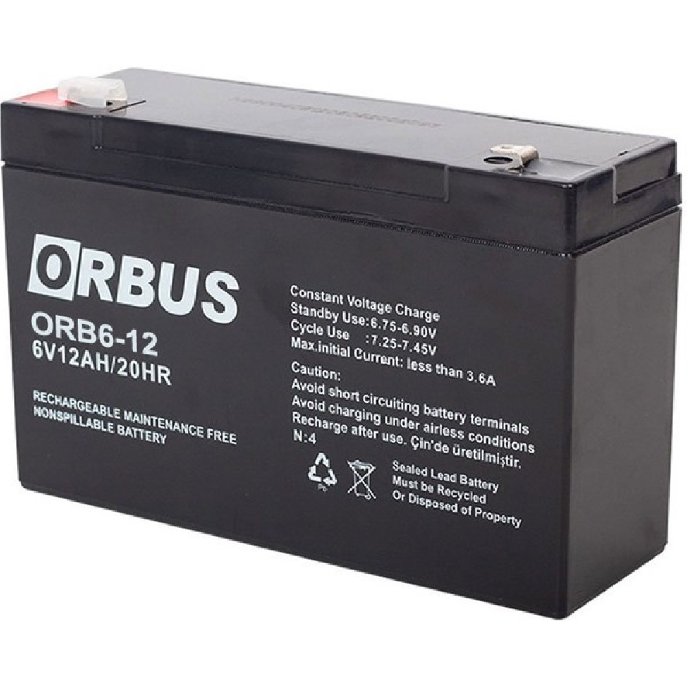 Eymoş Akü 6 Volt 12 Amper Orbus Orb6-12 ( 150 x 50 x 94 mm ) (81) Akü Fiyatı