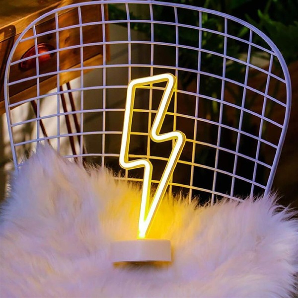 Eymoş Dekoratif Şimşek Şeklinde Pilli Neon LED Lamba Süs Masa Lambası - Açık Mavi Gece Lambası Fiyatı
