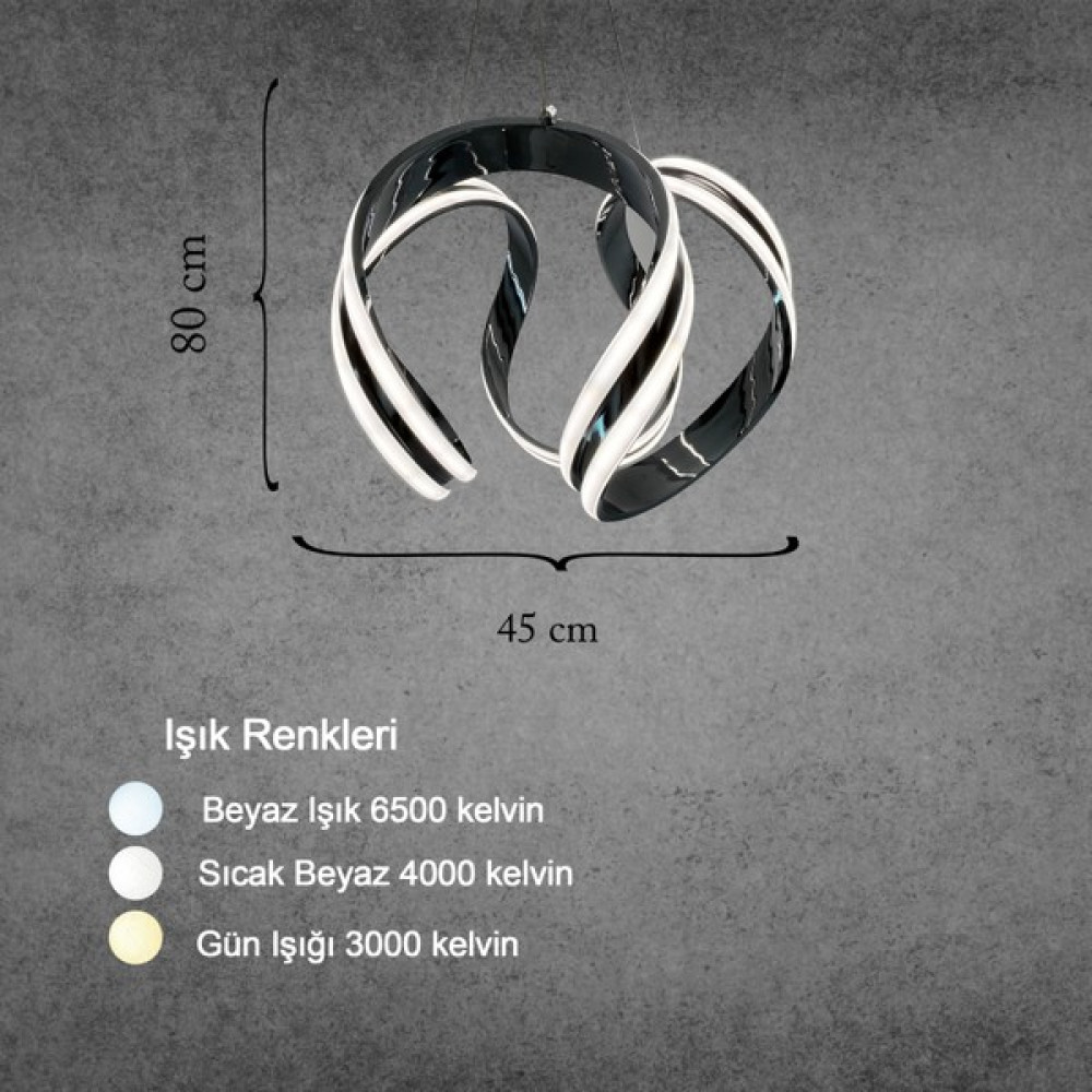 Eynes Avize LED Avize Krom Kasa 3 Renk Işık Rengi Salon - Oturma Odası -Antrehol- Mutfak - Çoçuk Odası -Yatak Odası Avize Fiyatı