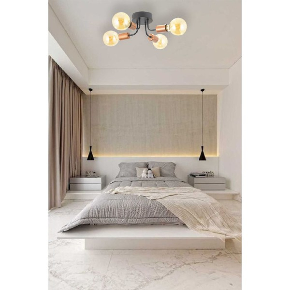 Eys Aydınlatma Marea Modern 4'lü Plafonyer Tavana Monte Avize - Siyah - 1'li Avize Fiyatı