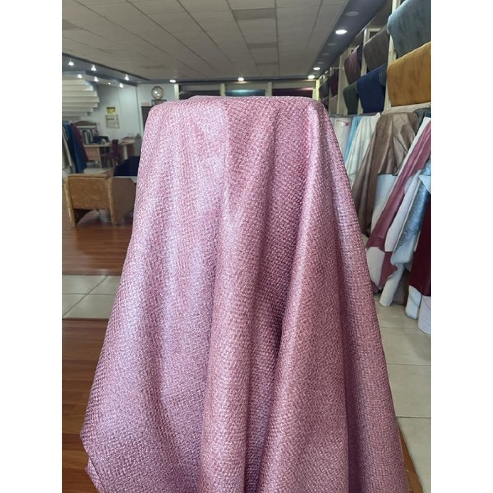 Eys Keten Desenli Pembe Döşemelik Kumaş - 07-Pembe - 1 m - 140 cm Kumaşlar Fiyatı