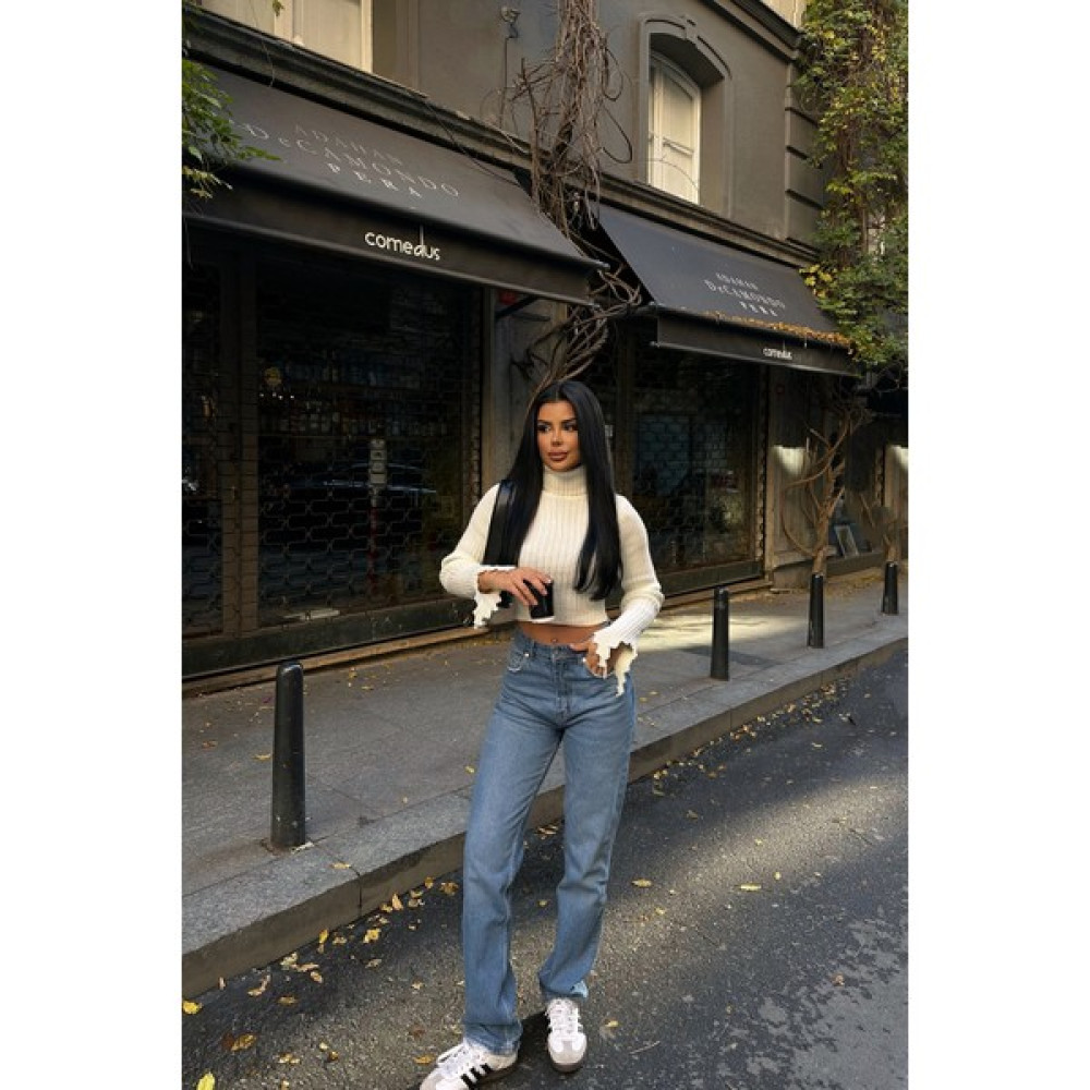 Eyyo Yüksek Bel Jean ATE-0726 Kadın Pantolon Fiyatı
