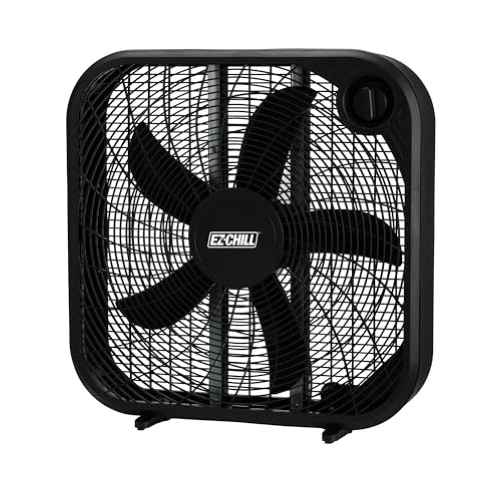 EZ-CHILL 20” Box Fan, 3 Speed Full-Force Air Circulation Window Fan, Floor Fan, Bedroom Fan, Ideal for Home, Bedroom & Office, MTBFT-20A-BLK