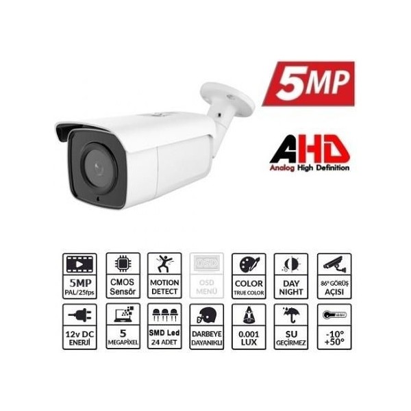 Ezcool EZ-2050HD 5mp 3.6mm Dış Mekan Ahd Kamera Diğer Fiyatı