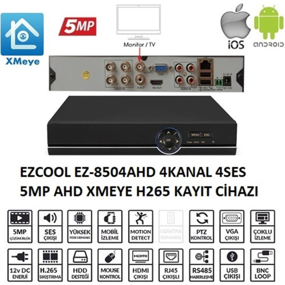 EZCOOL EZ-8504AHD 4 KANAL 5 MP 1HDD XMEYE KAYIT CİHAZI Oto Boyaları Fiyatı