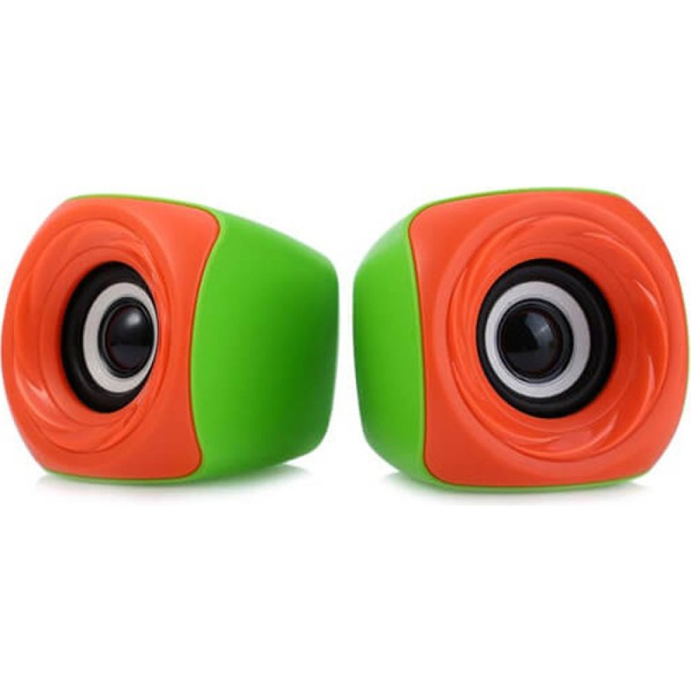 Ezeey T11 Mini USB 2.0 Hoparlör 1+1 Ses Bombası USB Stereo Speaker - Turuncu Yeşil - Turuncu - Yeşil Bilgisayar Speaker Fiyatı