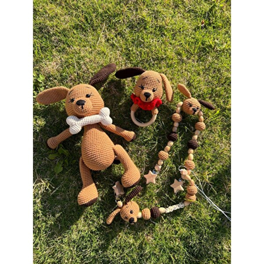 Ezgi's Babies Küçük Köpek Yenidoğan Seti Uyku Arkadaşı+Çıngırak+Emzik ve Puset Zinciri Dörtlü Oyuncak Set Bebek Oyuncakları Fiyatı