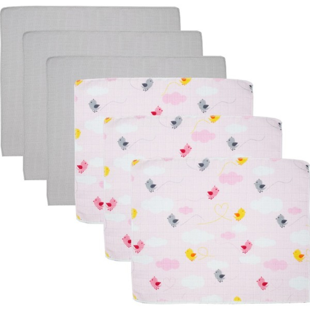 Ezh Müslin 6'lı Ağız Mendili 20X20 cm 2024 - Standart - Pembe - Gri Mama Önlüğü Fiyatı