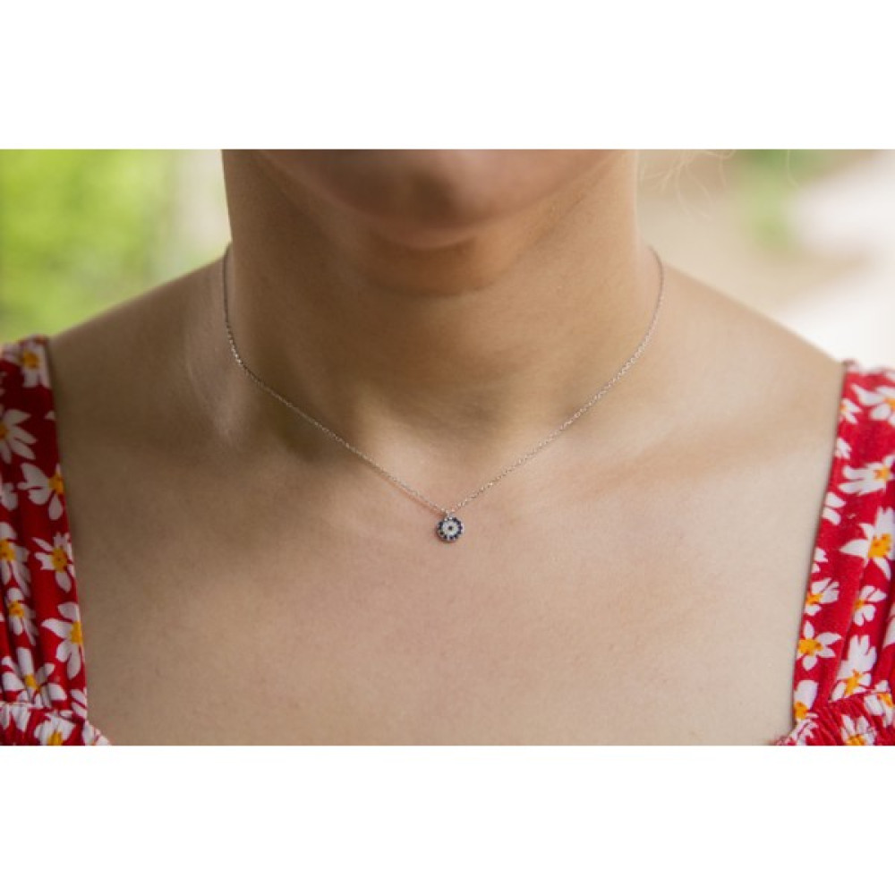 Ezila Silver Nazar Boncuklu Kolye - Gümüş Gümüş Kolye Fiyatı