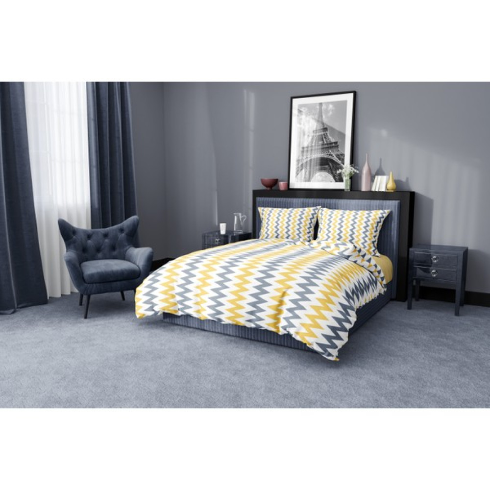 Ezya Home Sarı Geometrik Pamuklu Nevresim Takımı ( 3 Parça ) - Sarı - Gri - 160 x 220 cm Nevresim Takımı Fiyatı